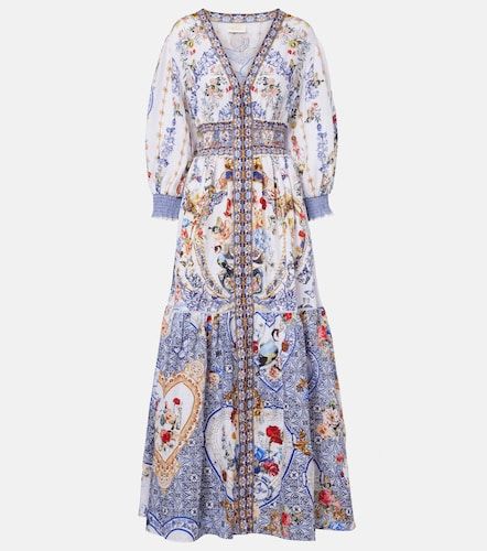 Robe longue en lin imprimée - Camilla - Modalova