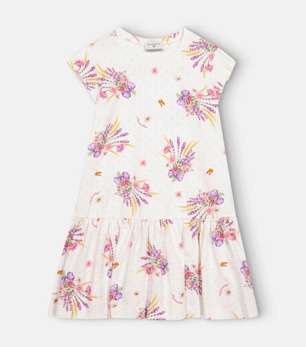 Robe en coton mélangé à fleurs - Monnalisa - Modalova