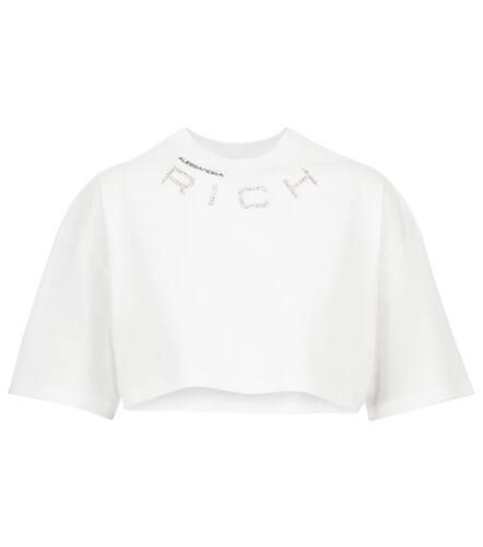T-shirt raccourci en coton à ornements - Alessandra Rich - Modalova
