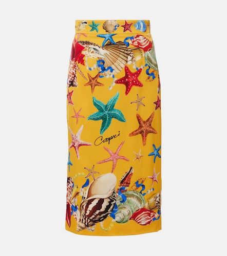Jupe midi Capri en soie mélangée à imprimé - Dolce&Gabbana - Modalova