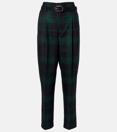 Pantalon tapered à taille haute en laine à carreaux - Polo Ralph Lauren - Modalova
