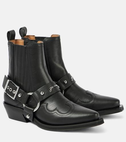 Bottines santiags brodes en cuir synthtique - Ganni - Modalova