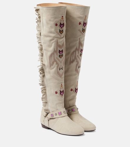 Bottes Soksa en daim à broderies - Isabel Marant - Modalova