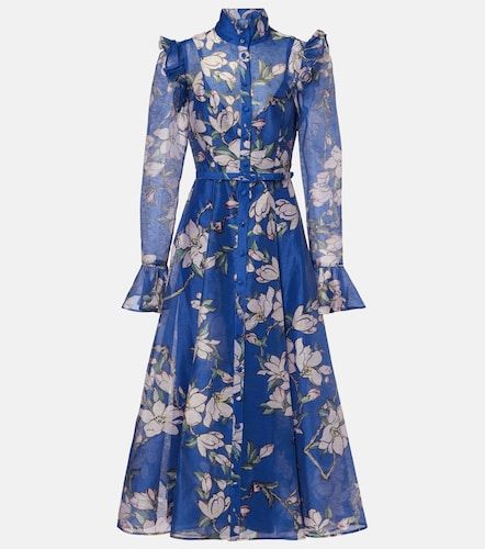 Robe midi Katrina en lin mélangé à fleurs - Leo Lin - Modalova