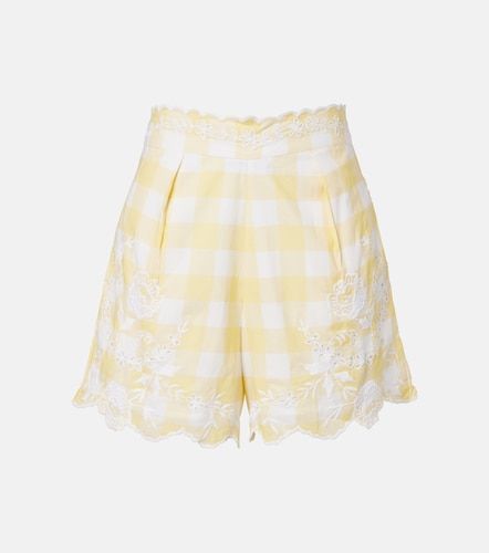 Short en coton à carreaux et broderie - Juliet Dunn - Modalova