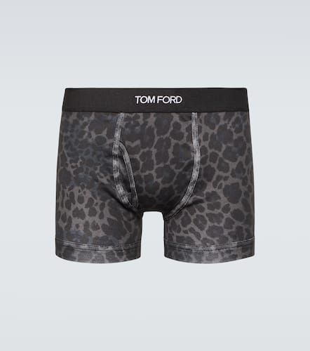 Boxer en coton mélangé à imprimé léopard - Tom Ford - Modalova