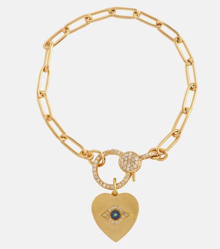 Bracelet Eye Heart en or 14 ct et diamants - Ileana Makri - Modalova