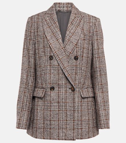 Blazer en laine mélangée à carreaux - Brunello Cucinelli - Modalova