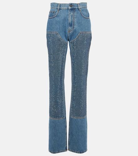 Jean droit taille haute avec cristaux - Area - Modalova