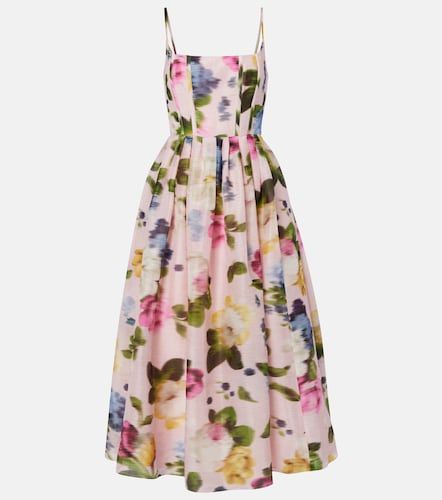 Robe en lin et soie à fleurs - Carolina Herrera - Modalova