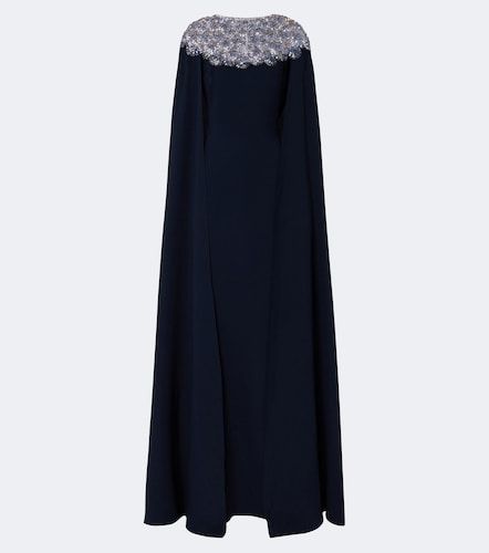 Robe longue en soie mélangée à cape et ornements - Oscar de la Renta - Modalova