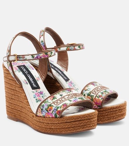 Espadrilles compensées à fleurs - Dolce&Gabbana - Modalova