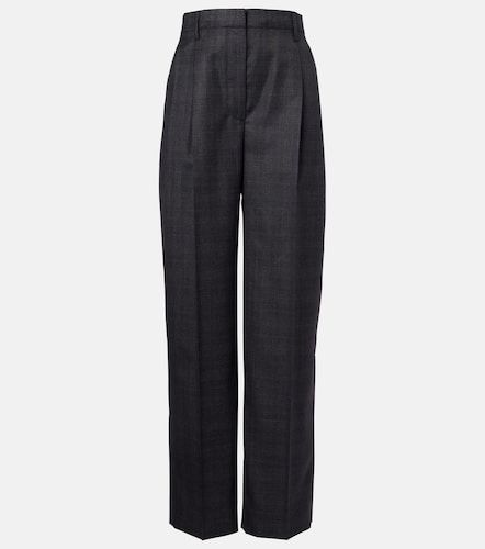 Pantalon ample en laine à carreaux - Prada - Modalova
