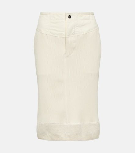 Jupe midi en jersey de coton côtelé - Bottega Veneta - Modalova
