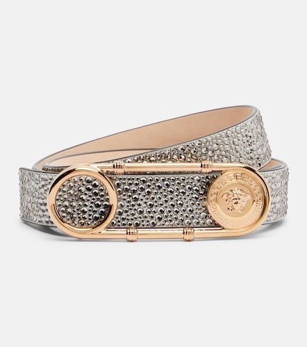 Ceinture Safety Pin en cuir à ornements - Versace - Modalova