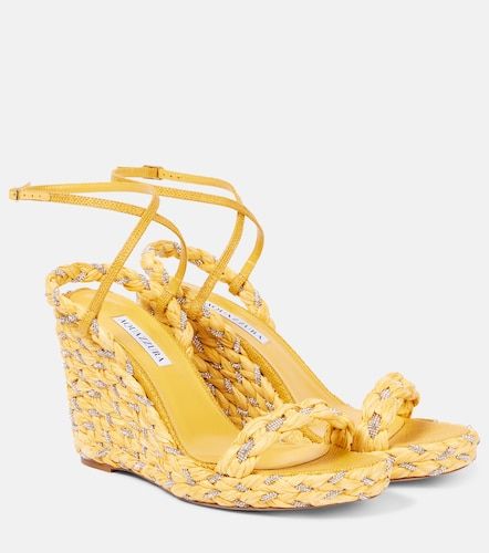 Sandales compensées Costiera Crystal en raphia - Aquazzura - Modalova