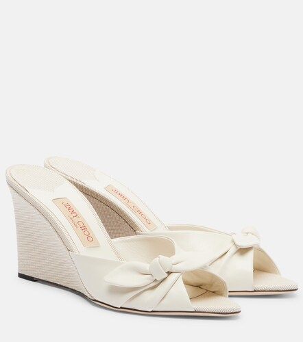 Mules compensées Livi en toile et cuir - Jimmy Choo - Modalova