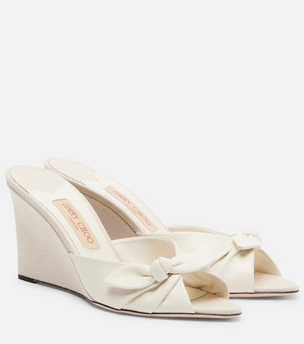 Mules compensées Livi en toile et cuir - Jimmy Choo - Modalova