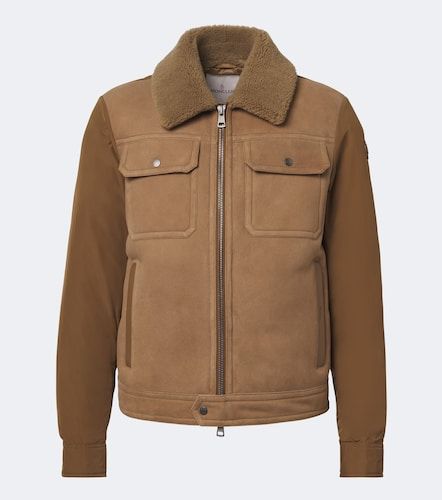 Veste doudoune en daim et shearling - Moncler - Modalova