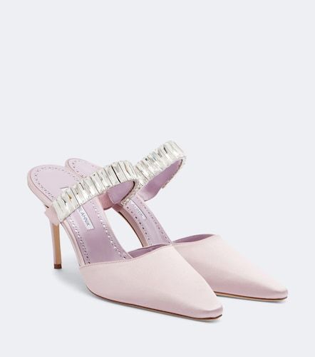 Mules Zumbon en satin à ornements - Manolo Blahnik - Modalova