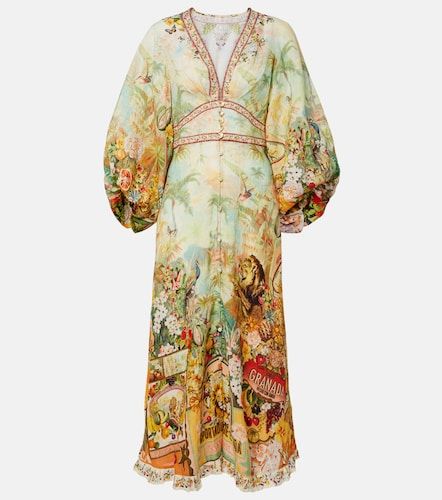 Robe midi en lin à imprimé - Camilla - Modalova