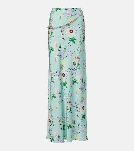 Jupe longue en satin à fleurs - Rabanne - Modalova