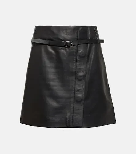 Mini-jupe portefeuille en cuir - Yves Salomon - Modalova