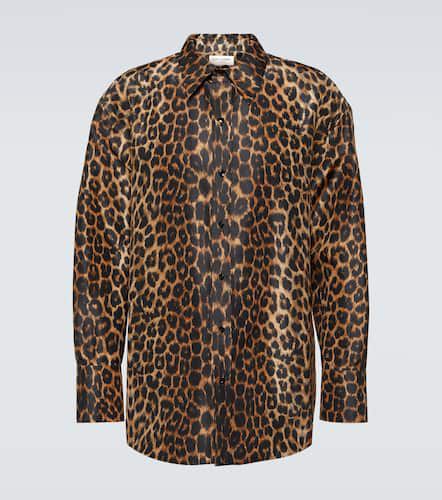 Chemise oversize en soie à motif léopard - Saint Laurent - Modalova