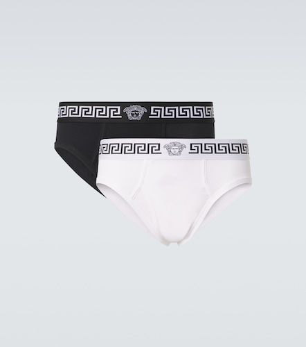 Set de 2 slips Greca Border en coton mélangé - Versace - Modalova