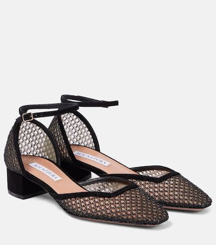 Escarpins Asha 35 en résille et daim - Aquazzura - Modalova