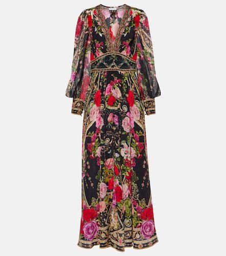 Robe longue en soie à fleurs - Camilla - Modalova