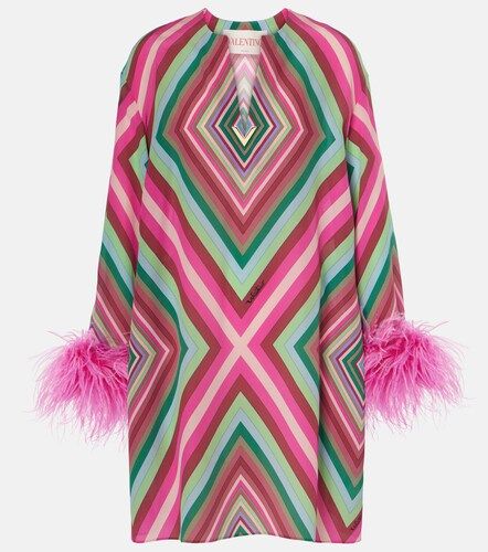 Robe en crêpe de Chine de soie à plumes - Valentino - Modalova