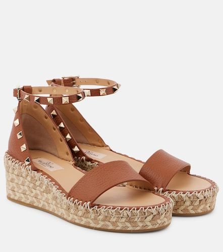 Espadrilles compensées Rockstud 55 en cuir - Valentino Garavani - Modalova