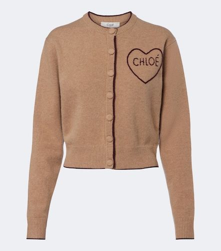 Chloé Cardigan en laine et cachemire à logo - Chloe - Modalova