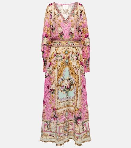 Robe longue en soie à fleurs - Camilla - Modalova