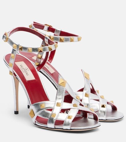 Sandales Rockstud en cuir métallisé - Valentino Garavani - Modalova