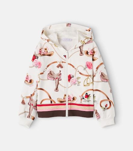 Sweat-shirt zippé en coton mélangé à imprimé - Monnalisa - Modalova