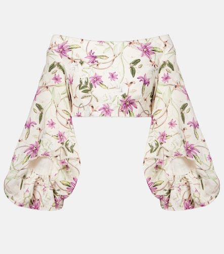 Top raccourci Duria en lin à fleurs - Agua by Agua Bendita - Modalova
