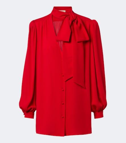 Blouse en georgette de soie à col noué - Valentino - Modalova