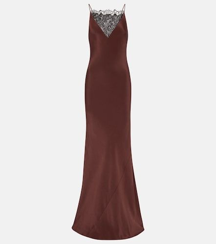 Robe longue en satin de soie et dentelle - Roland Mouret - Modalova
