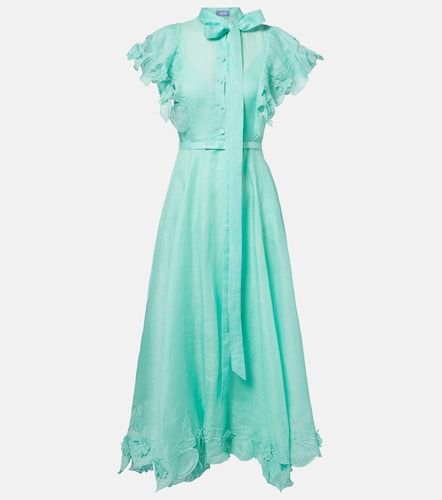 Robe longue Elsie en lin et soie à col lavallière - Leo Lin - Modalova