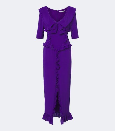 Robe midi en crêpe de soie à volants - Alessandra Rich - Modalova