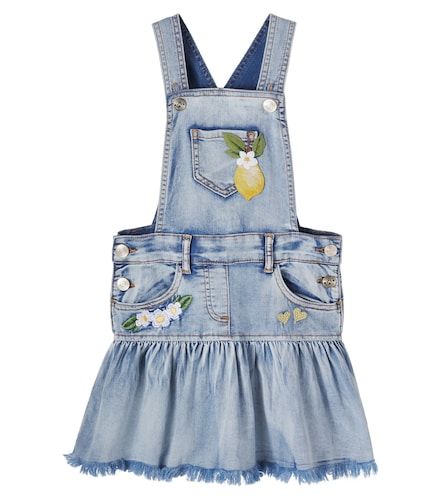 Salopette brodée en jean à ornements - Monnalisa - Modalova
