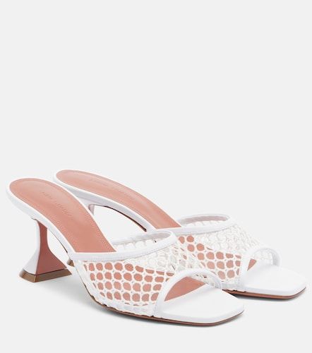 Mules Lupita en mesh à finitions en cuir - Amina Muaddi - Modalova