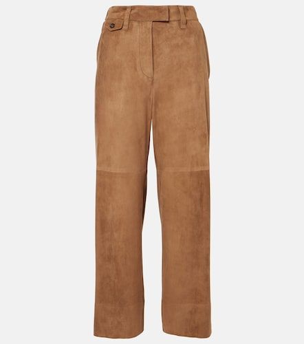 Pantalon ample à taille mi-haute en daim - Brunello Cucinelli - Modalova