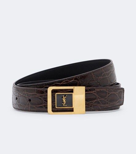 Ceinture La 66 en cuir façon croco - Saint Laurent - Modalova