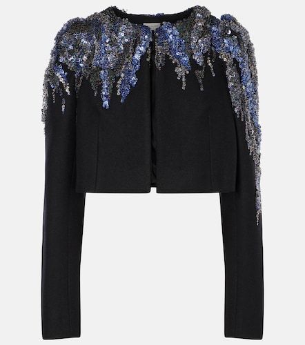 Veste cropped en laine mélangée à sequins - Dries Van Noten - Modalova