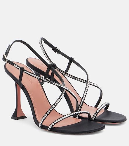Sandales Sally en satin à cristaux - Amina Muaddi - Modalova