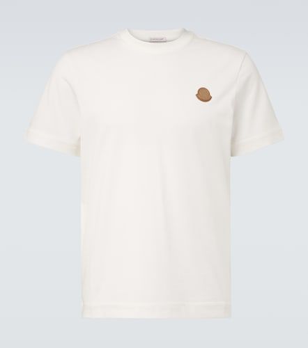 T-shirt en coton à détail en cuir - Moncler - Modalova