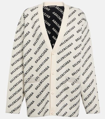 Cardigan en coton et laine mélangés à logo - Balenciaga - Modalova